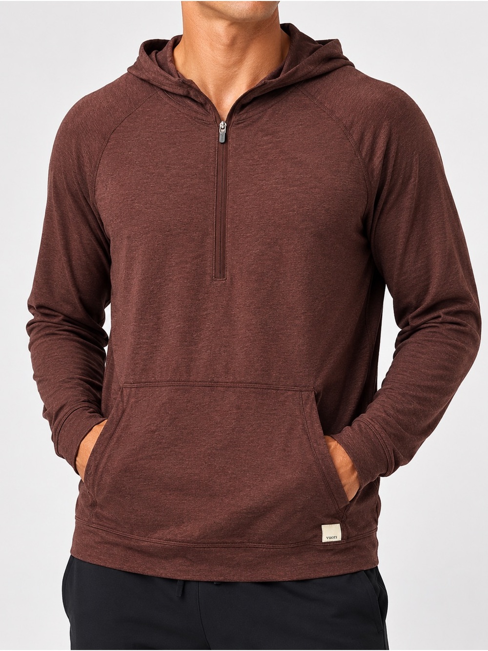 Vuori Ponto Performance Half Zip Hoodie Sz M Mahogany Heather EUC